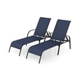 thumbnail image 1 of Spaco 2 Pcs Outdoor Patio Lounge Chair Chaise Fabric with Adjustable Reclining Armrest, Lounge Chair with 5 Adjustable Backrest Position, Lounge Chair for Outdoor, Navy, 1 of 10