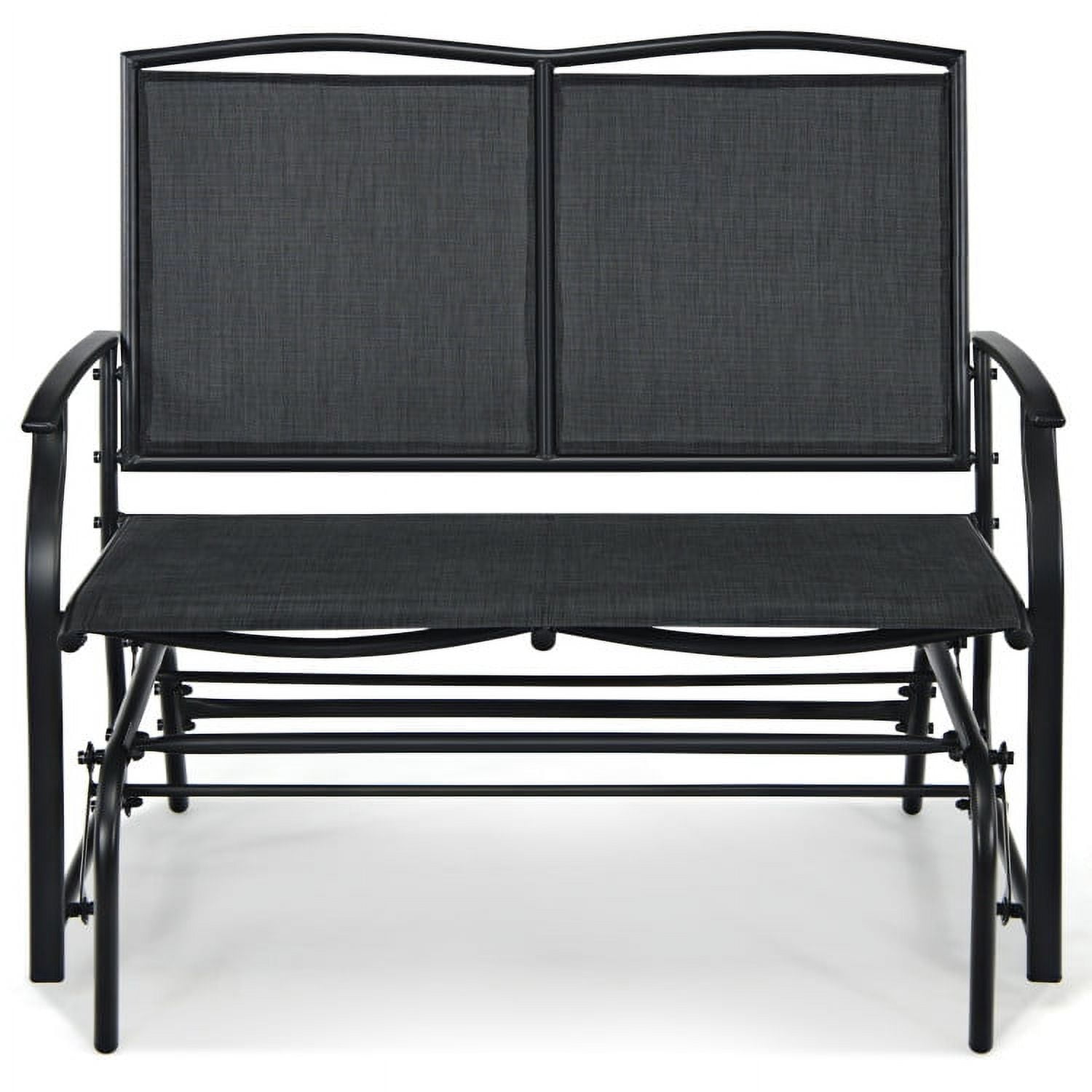Spaco 2 Person Iron Patio Rocking Chair for Outdoor Backyard and Lawn, Outdoor Rocker with Weather Resistant Steel Frame for Porch Garden Outside, Black