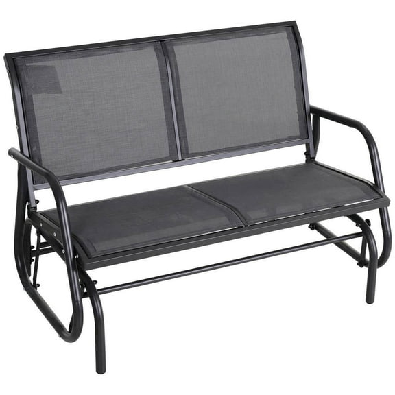 Spaco 2-Person Outdoor Glider Bench, Patio Double Swing Rocking Chair, Loveseat with Power Coated Steel Frame for Outdoor as Backyard, Lawn, Garden, Grey