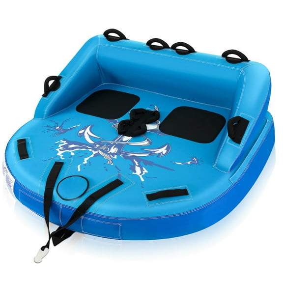Spaco 2 Person Water Sport Inflatable Towable Tubes for Boating-Blue, Safety Inflatable Boat Tubes and Towables, Water Sport Towables with Drainage