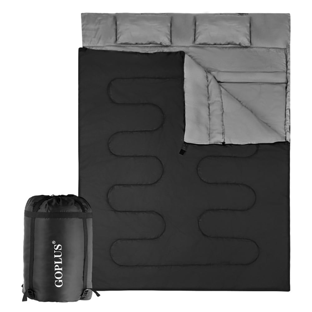 Spaco 2 Person Waterproof Sleeping Bag with 2 Pillows-Black Spaco 2 Person Waterproof Sleeping Bag with 2 Pillows-Black