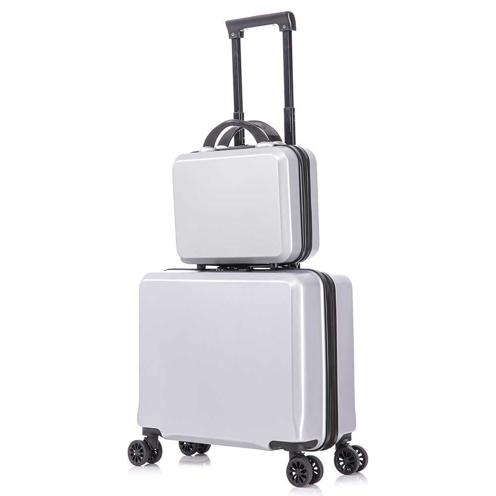 Spaco 2 Piece Travel Luggage Set Hard shell Suitcase with Spinner Wheels, 18 Inch Underseat Luggage, Luggage Set Clearance,Suitcase with Spinner Wheels, Silver Spaco 2 Piece Travel Luggage Set Hard shell Suitcase with Spinner Wheels, 18 Inch Underseat Luggage, Luggage Set Clearance,Suitcase with Spinner Wheels, Silver