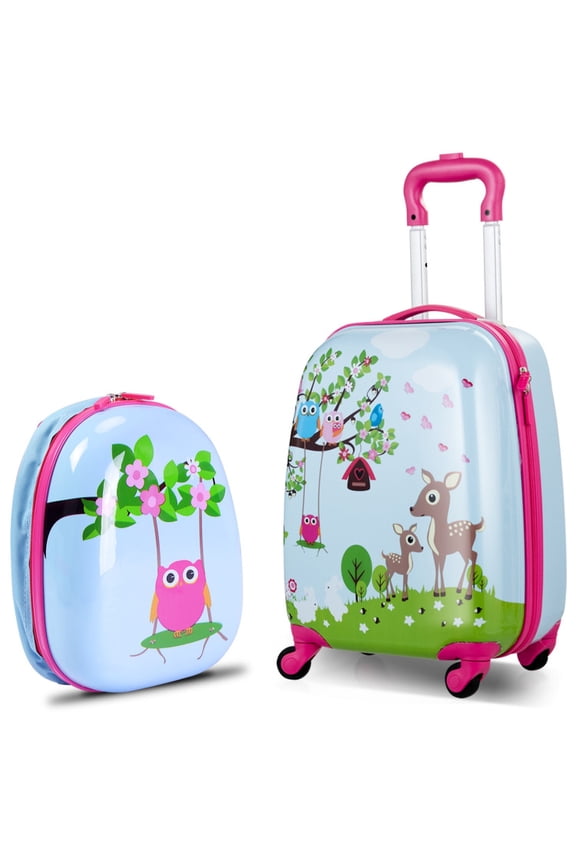 2 Pieces ABS Kids Suitcase Backpack Luggage Set, Kids Suitcase, Riding Suitcase for Kids