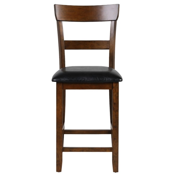 Spaco 2 Pieces Counter Height Chair Set with Leather Seat and Rubber Wood Legs, Bar Height Stools, Counter Height Bar Stools for Kitchen, Dining Room