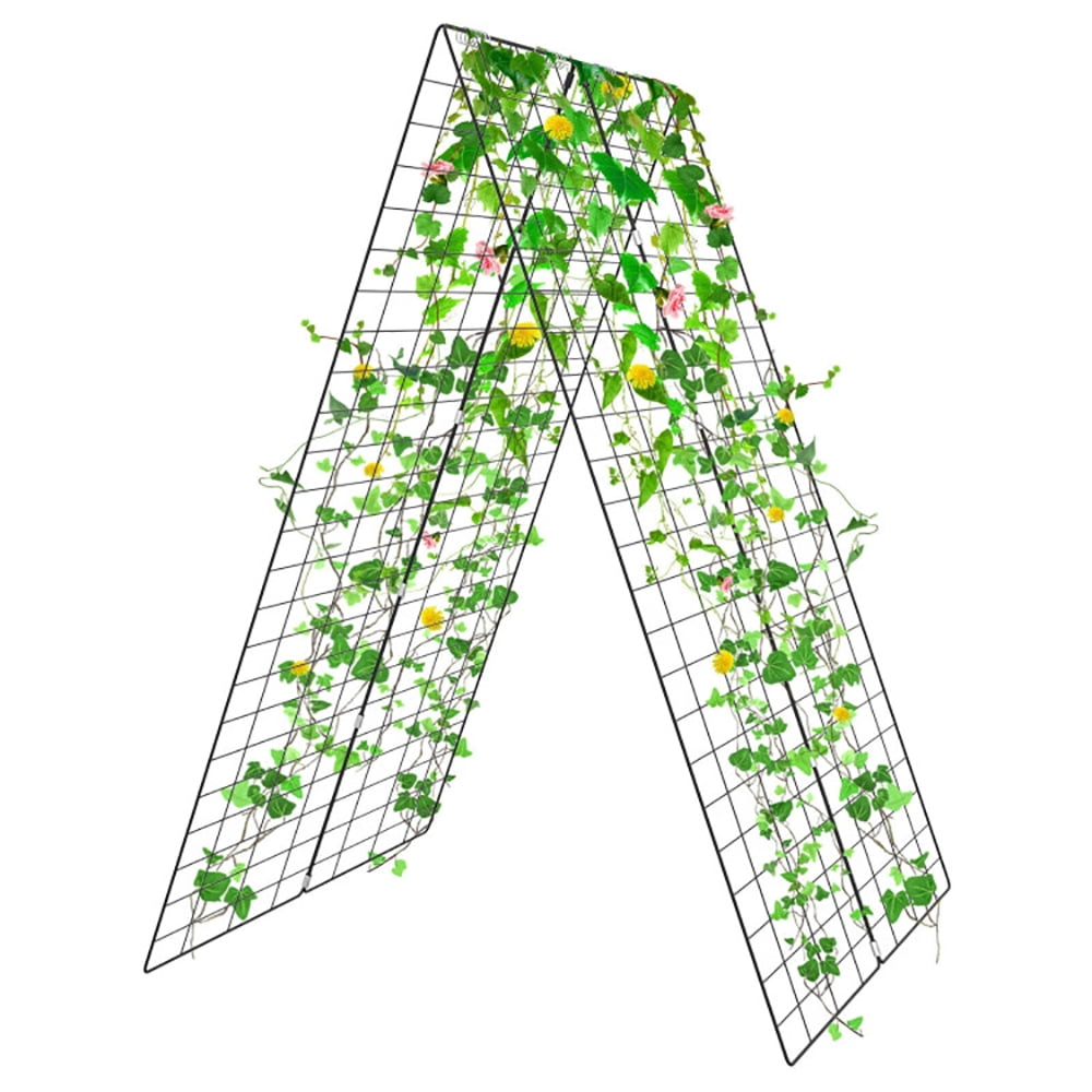 Spaco 2 Pieces Foldable A-Frame Trellis Plant Supports with Twist Ties, Green Plant Support for Tomato, Flower Outdoor-Green
