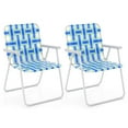 thumbnail image 1 of Spaco 2 Pieces Outdoor Patio Folding Beach Chair, Camping Lawn Webbing Chair for Garden, Balcony, Poolside, Blue, 1 of 9