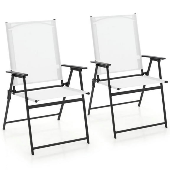 Spaco 2 Pieces Patio Folding Chairs with Armrests for Deck Garden Yard, Patio Chair for Outdoor as Garden, Yard, White