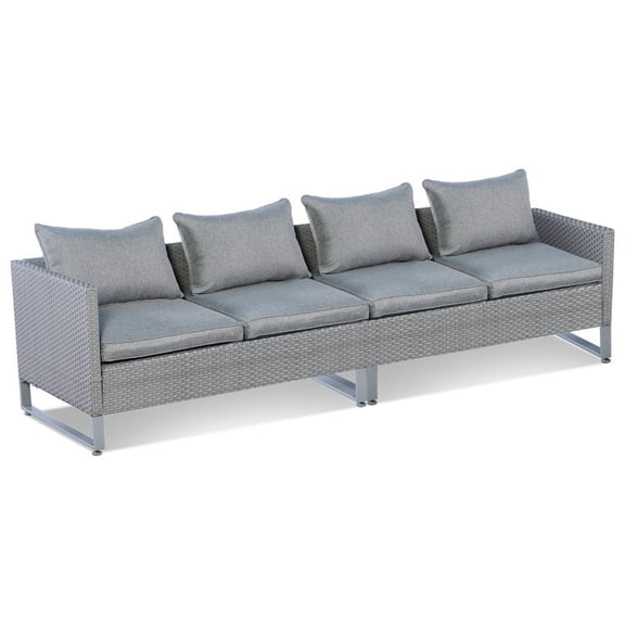 Spaco 2 Pieces Patio Furniture Sofa Set, Sofa Set with Cushions and Sofa Clips, Furniture Sofa for Outdoor as Garden, Patio, Gray
