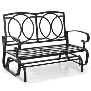 Spaco 2 Seats Outdoor Swing Glider Chair with Comfortable Cushions, Patio Chair, Beige