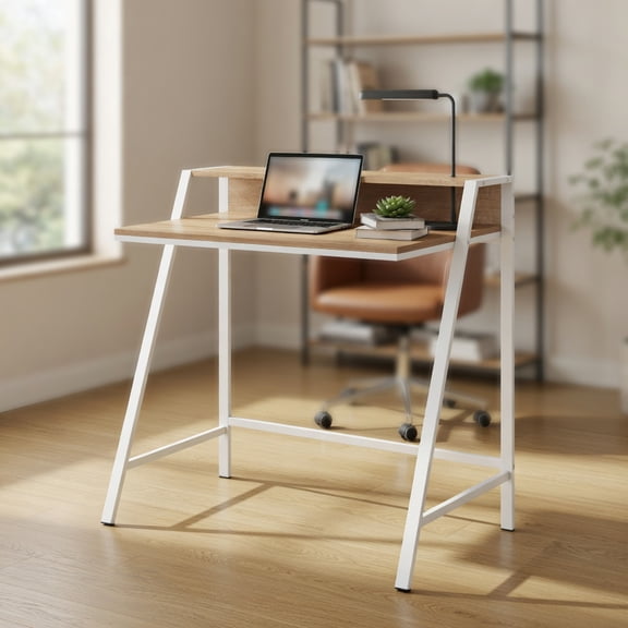 Spaco 2 Tier Computer Desk PC Laptop Table Study Writing Home Office Workstation New-Natural, Office Desk, Gaming Computer Desks for Study,Working,Writing