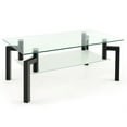 thumbnail image 1 of Spaco 2-Tier Rectangular Glass Coffee Table with Metal Tube Legs-Black, Modern Coffee Table for Living Room Office Reception, 1 of 7