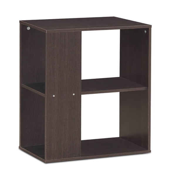 Spaco 2-Tier Side End Table with Storage Shelves -Brown, Nightstand Small Side Table, End Table for Bedroom Living Room
