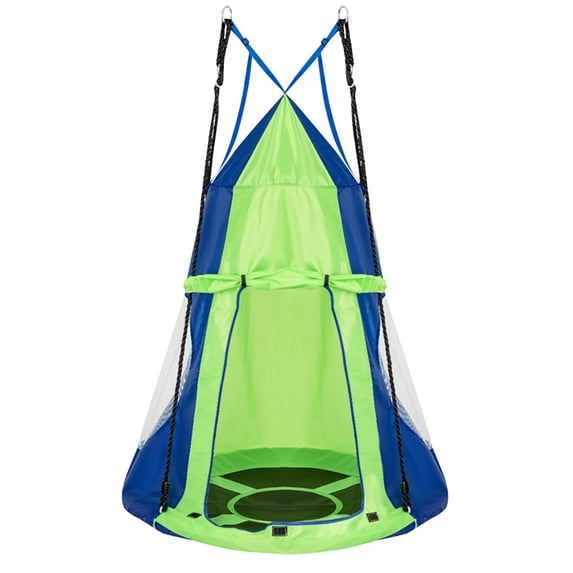 Spaco 2-in-1 40 Inch Kids Hanging Chair Detachable Swing Tent Set, Tree Swing Tent, Detachable Play Tent for 2 or 3 Kids with Capacity of 330 lbs, Green