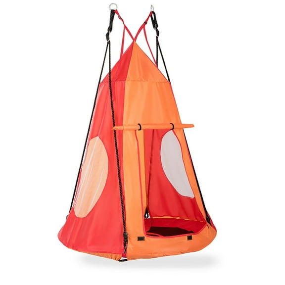 Spaco 2-in-1 40 Inch Kids Hanging Chair Detachable Swing Tent Set, Tree Swing Tent, Detachable Play Tent for 2 or 3 Kids with Capacity of 330 lbs, Orange