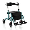 thumbnail image 1 of Spaco 2-in-1 Adjustable Folding Handle Rollator Walker with Storage Space-Blue, Walkers for Seniors with Seat, 1 of 9