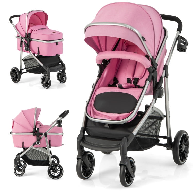 Spaco 2-in-1 Convertible Baby Stroller with Reversible Seat-Pink, Compact Stroller for Infant & Toddler Spaco 2-in-1 Convertible Baby Stroller with Reversible Seat-Pink, Compact Stroller for Infant & Toddler