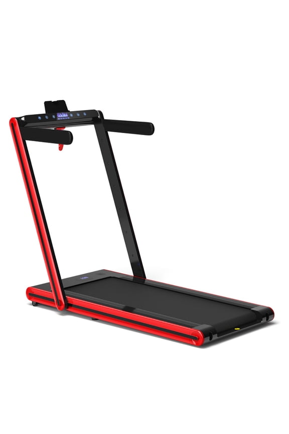 2-in-1 Folding Treadmill with Dual LED Display-Red, Home Fitness Equipment for Walking & Running , Cardio Exercise Machine, Preset and Adjustable Programs