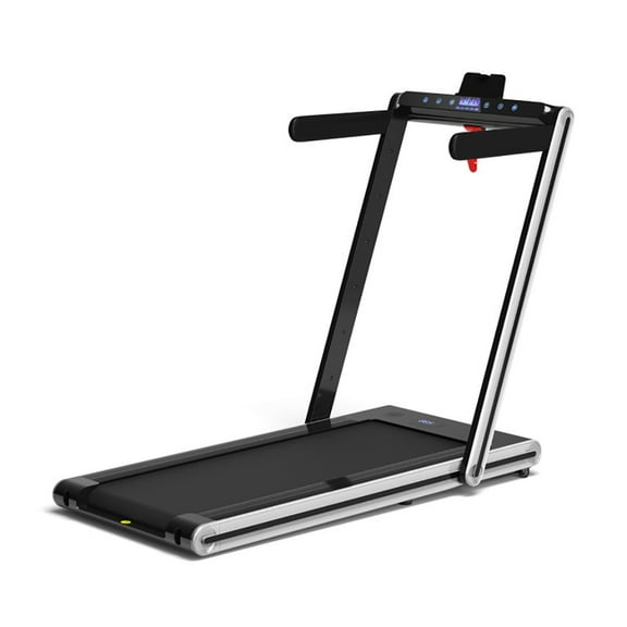 Spaco 2-in-1 Folding Treadmill with Dual LED Display-Silver, Home Fitness Equipment for Walking & Running , Cardio Exercise Machine, Preset and Adjustable Programs