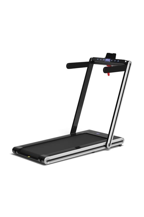 2-in-1 Folding Treadmill with Dual LED Display-Silver, Home Fitness Equipment for Walking & Running , Cardio Exercise Machine, Preset and Adjustable Programs