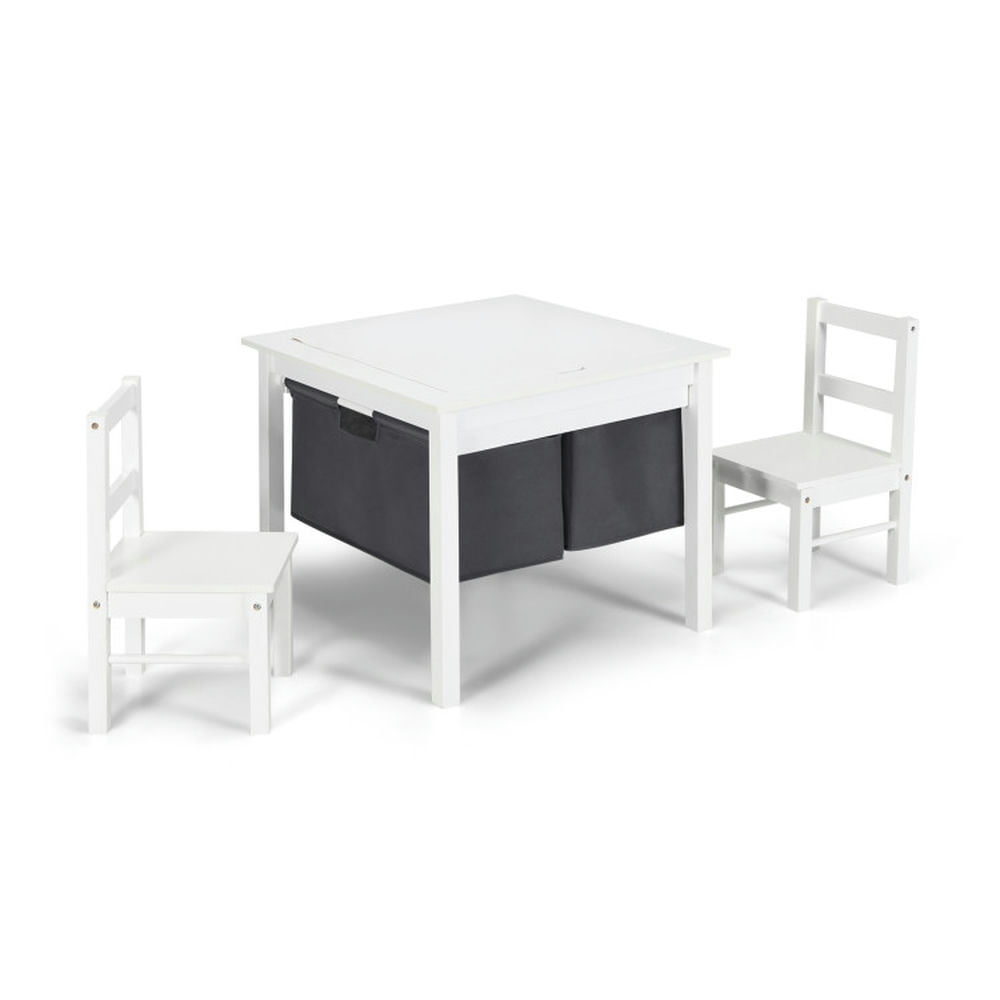 Spaco 2-in-1 Kids Activity Table and 2 Chairs Set with Storage Building Block Table-White, Toddler Table and Chair Set for Arts & Crafts, Snack Time, Homeschooling, Homework