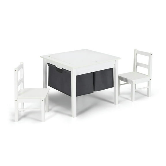 Spaco 2-in-1 Kids Activity Table and 2 Chairs Set with Storage Building Block Table-White, Toddler Table and Chair Set for Arts & Crafts, Snack Time, Homeschooling, Homework