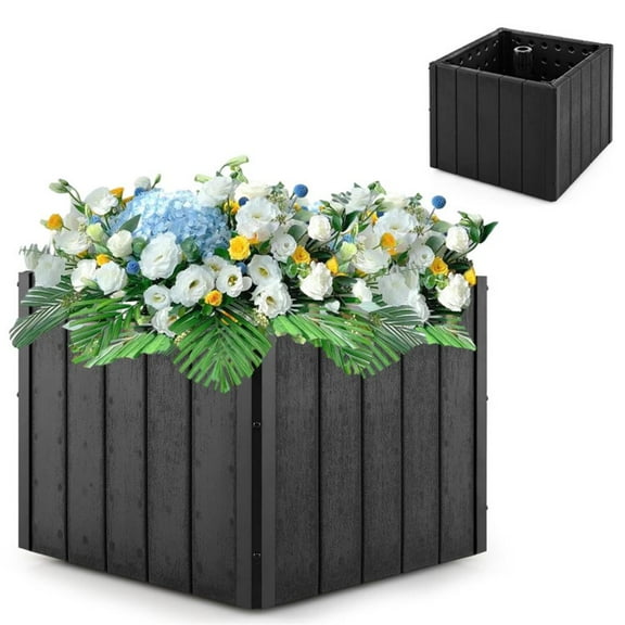 Spaco 2-in-1 Outdoor Umbrella Base Planter Patio Umbrella Stand with Flower Box, Outdoor Umbrella Stand, Patio Umbrella Stands & Bases, Deck Umbrella Stand-Black