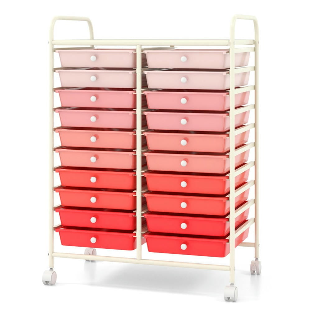 Spaco 20 Drawers Rolling Storage Cart Studio Organizer-Pink, Craft Organizers and Storage, Multipurpose Organizer Cart for Home, Office, School