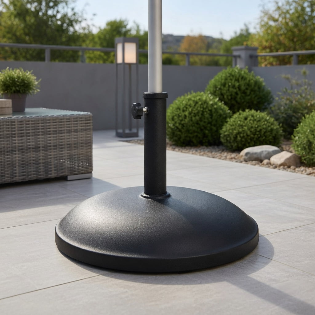 Spaco 20 Inch Heavy-Duty Cement Umbrella Base Stand, 55 lb Patio Parasol Holder for 1.3", 1.5", and 1.9" Poles, Rust-Resistant for Deck & Garden, Black