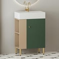 thumbnail image 1 of Spaco 21.6" Open-shelving Bathroom Vanity with Ceramic Sink and Soft-Closing Door, Cloakroom Open Shelf Storage Cabinet on the Left Side, Assembly Required, Green, 1 of 11