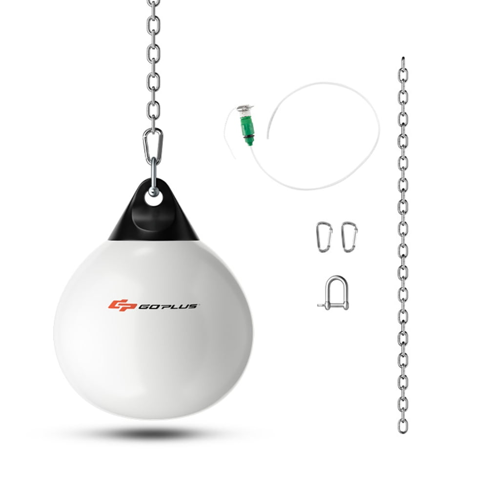 Spaco 21 Inch Water Punching Bag with Adjustable Metal Chain-White, Heavy Punching Bag with Adjustable Metal Chain, Water Injection Hose, Boxing Training Bag