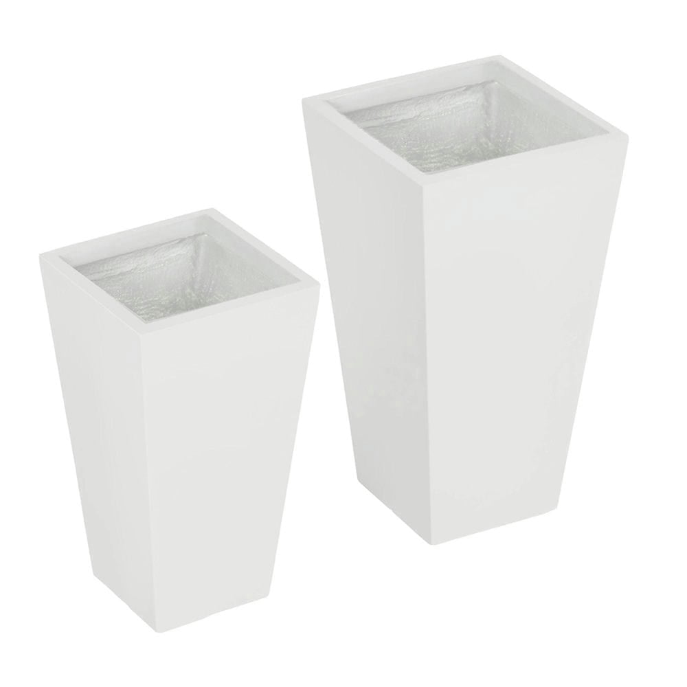 Spaco 22in & 18in 2-Pack Outdoor Planter Set, Flower Pots with Drainage Holes, Durable & Stackable Plant Pot, for Porch, Entryway, Patio, Yard, Garden, White