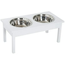 Spaco 23" Wooden Heavy Duty Dog Food Bowls, Pet Elevated Feeding Station, White
