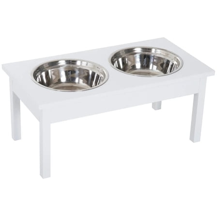 Spaco 23" Wooden Heavy Duty Dog Food Bowls, Pet Elevated Feeding Station, White