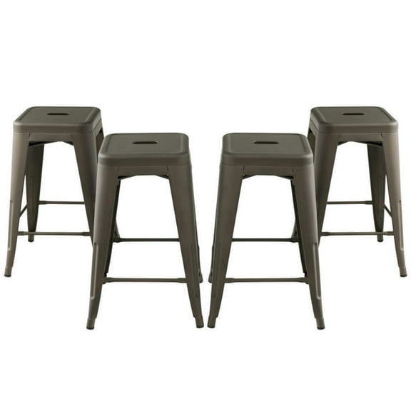 Spaco 24 Inch Set of 4 Tolix Style Counter Height Barstool Stackable Chair-Gun, Bar Height Stools, Counter Height Bar Stools for Kitchen, Dining Room