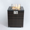 thumbnail image 1 of Spaco 24" Square Propane Gas Fire Pit Table, 50000 BTU Fire Pit, Tile Tabletop with Beautiful Wicker Base for Outdoor as Patio, Deck, Backyard, Brown, 1 of 6