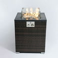 thumbnail image 1 of Spaco 24" Square Propane Gas Fire Pit Table, 50000 BTU Fire Pit with Tile Tabletop and Beautiful Wicker Base for Patio, Backyard, Brown, 1 of 17