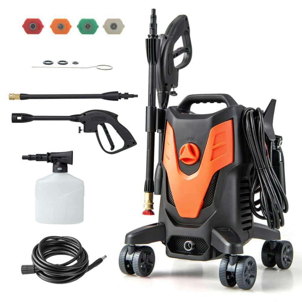 Spaco 2400 PSI 1.7 GPM Electric Pressure Washer, Pressure Washer with 4 Universal Wheels, Orange