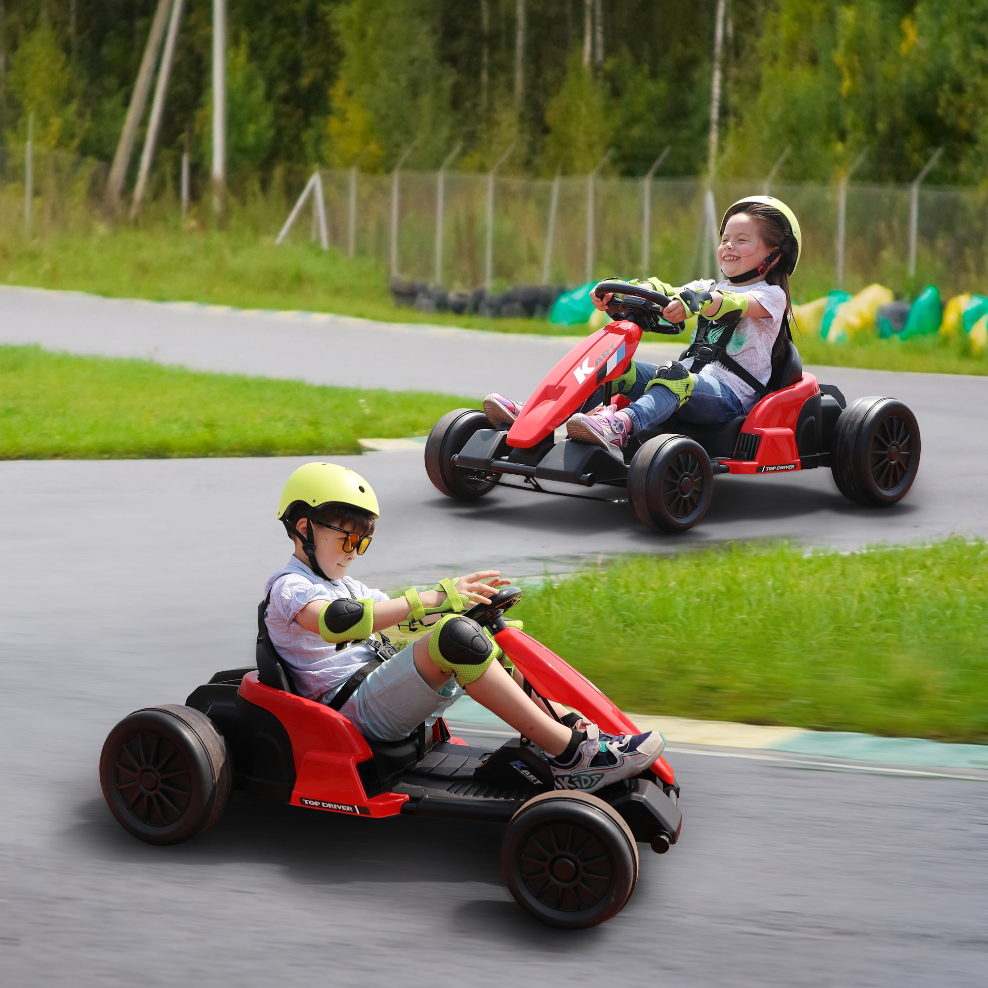 24V Red and Black Electric Go-Kart with MP3 and Power Display