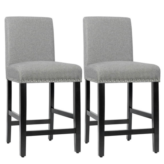 Spaco 25 Inch Kitchen Chairs with Rubber Wood Legs-Gray, Bar Height Stools, Counter Height Bar Stools for Kitchen, Dining Room