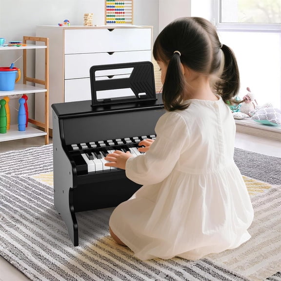 Spaco 25-Key Kids Piano Keyboard, Teaching Mode, Non-Slip Foot Pads, Music Learning, Black