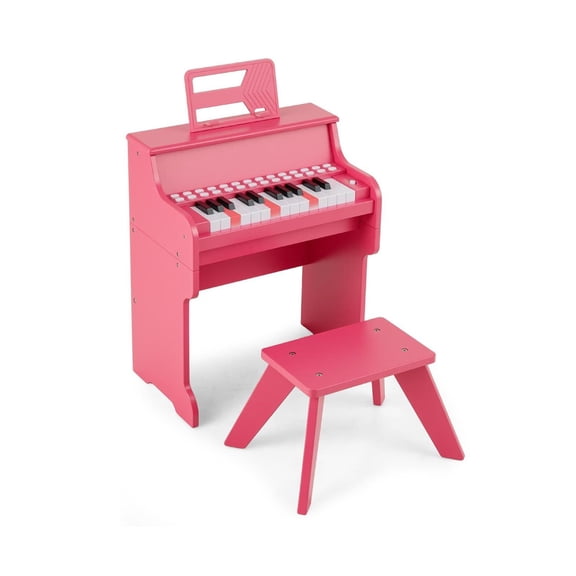 Spaco 25-Key Piano with Stool, Record/Playback Function & Music Enlightenment Design, Adjustable Speed & Volume, Pink