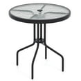 thumbnail image 1 of Spaco 27.5 Inch Round Patio Dining Table, Dining&nbsp;Table with Rippled Tempered Glass Top for Patio, Garden, Backyard, Black, 1 of 6