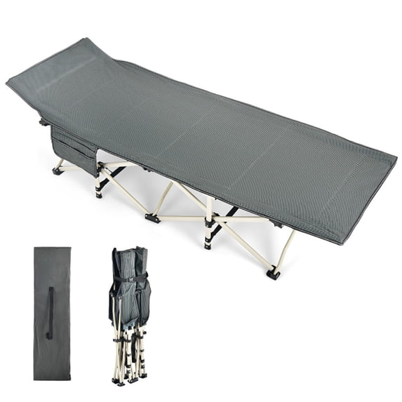 Spaco 28.5 Inch Extra Wide Sleeping Cot for Adults with Carry Bag-Gray, Compact Camping Cot Backpacking Ultralight Folding Lightweight Cot Easy Set Up Heavy Duty