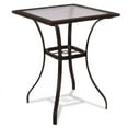 thumbnail image 1 of Spaco 28.5'' Square Tempered Glass Metal Table with Rattan Edging, 1 of 5