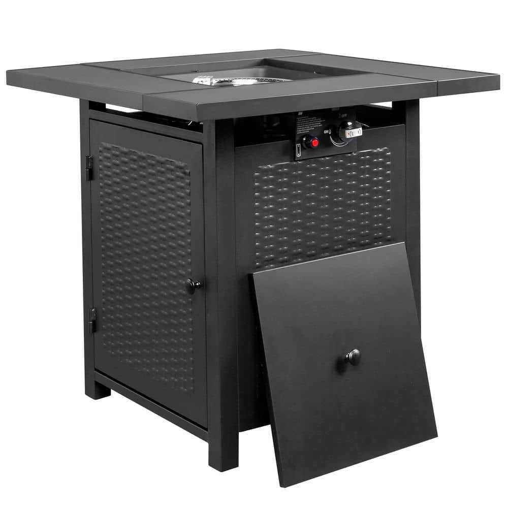 Spaco 28-Inch Fire Table, 50000 BTU Gas Firepit with Volcanic Stone, Gas Firepit for Outdoor as Patio, Picnic, Backyard, Black