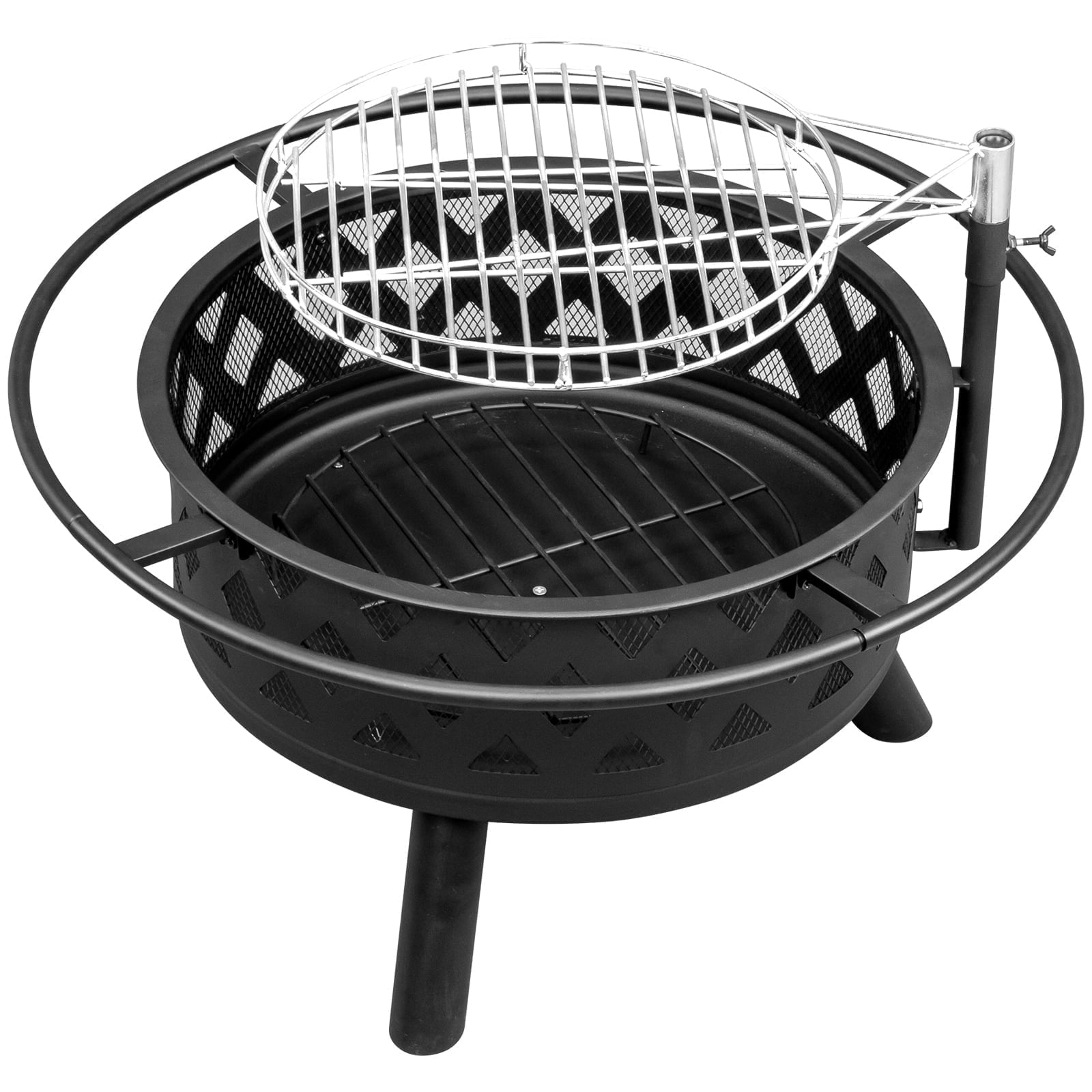 Spaco 29 inch Square Fire Pit for Outside Portable Wood Small Bowl for with Spark Screen, Fireplace Poker,