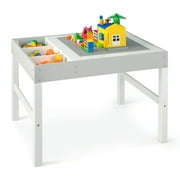 Spaco 3 in 1 Wooden Kids Table with Storage and Double-Sided Tabletop-White, Toddler Table and Chair Set for Arts & Crafts, Snack Time, Homeschooling, Homework