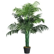 Spaco 3.5 Feet Tall Artificial Areca Palm Decorative Silk Tree, Artificial Palm Tree with Simulated Moss and Polyester Leaves, Artificial Plants with Basket for Indoor and Outdoor, Green