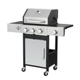thumbnail image 1 of Spaco 3-Burner Propane Gas BBQ Grill with Side Burner, 37230BTU Output With Enameled Cast Iron Cooking Grids For Outdoor Barbecue, Stainless Steel, Black+Silver, 1 of 7