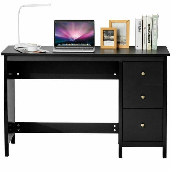 Spaco 3-Drawer Home Office Study Computer Desk with Spacious Desktop-Black, Office Desk, Gaming Computer Desks for Study,Working,Writing